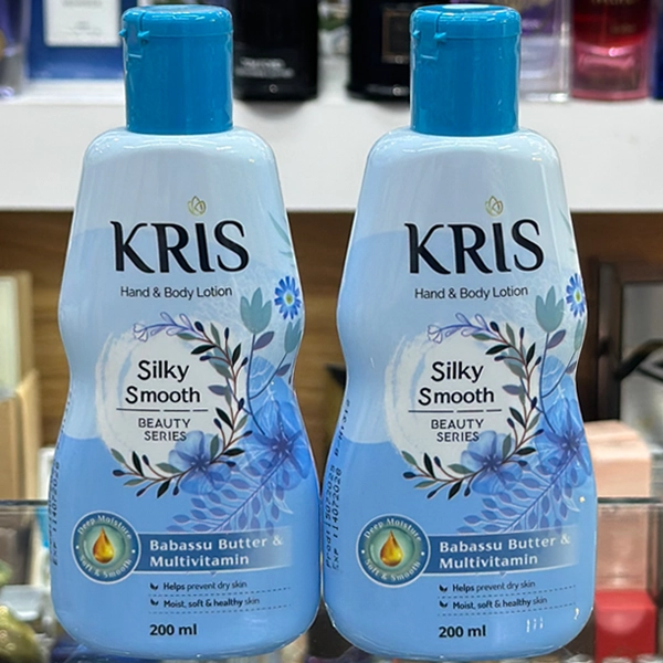 لوسیون دست و بدن کریس آبی اصل مخصوص پوست خشک مدل ابریشمی 200 میل | KRIS Hand & Body Lotion Silky Smooth 200ml